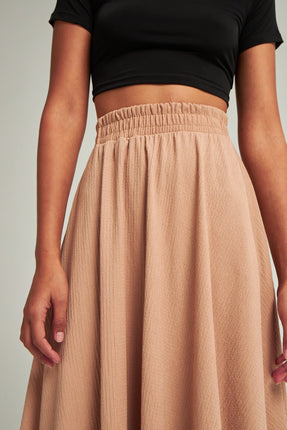 Jupe Midi Aérienne en Mousseline Sable