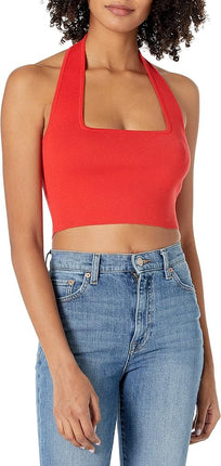 Top Débardeur à Col Halter Rouge