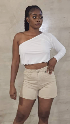 Top Blanc Asymétrique Épaule Dénudée