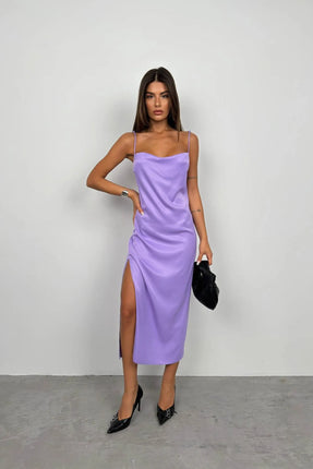 Robe Lilas Satinée Chic