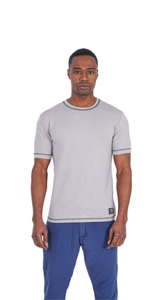 T-Shirt Détente Gris Clair à Bordures Contrastées