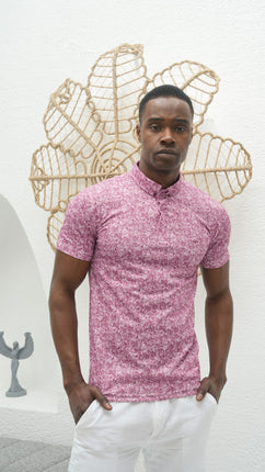 Polo Shirt Tropicale en Tissu Texturé Rose