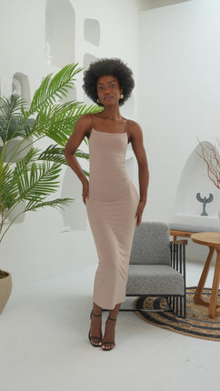 Robe Midi Moulante Beige
