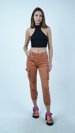 Pantalon Cargo pour Femmes-Rouge Brique