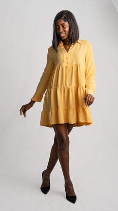 Robe Chemisier Jaune Volantée