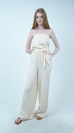 Combinaison Bandeau à Imprimé Subtil-Crème