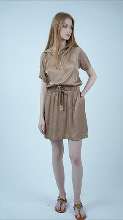 Robe D'été avec Zip Avant-Marron