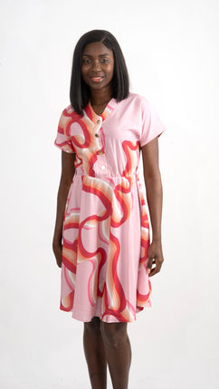 Robe Chemisier Fluide à Motifs Abstraits