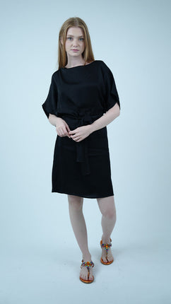 Robe Tunique en Lin-Noire