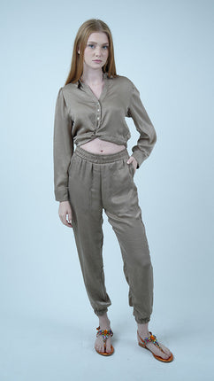 Ensemble de Détente en Satin-Marron