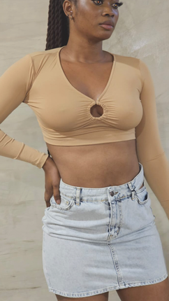 Crop Top Nude à Découpe Ronde