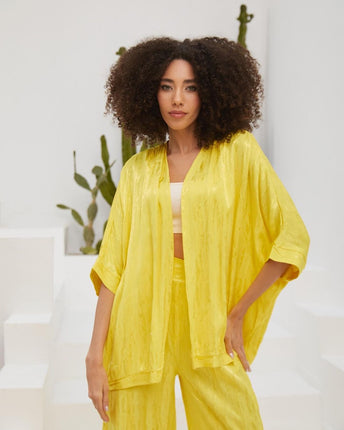 Kimono Léger en Jacquard Jaune