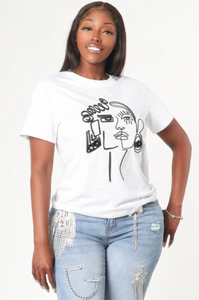 T-shirt Art Moderne à Visage Abstrait