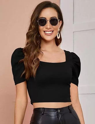 Top Court à Manches Bouffantes