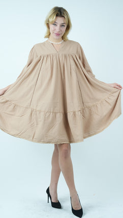 Robe Ample Bohème en lin - Beige