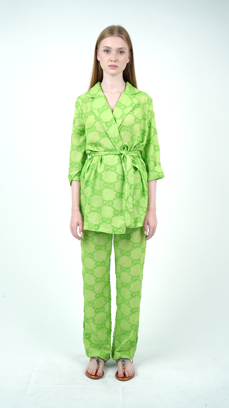 Kimono Jacquard Élégant-Vert