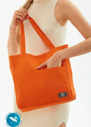 Petit Sac Fourre-Tout En Toile Orange Avec Poche Avant