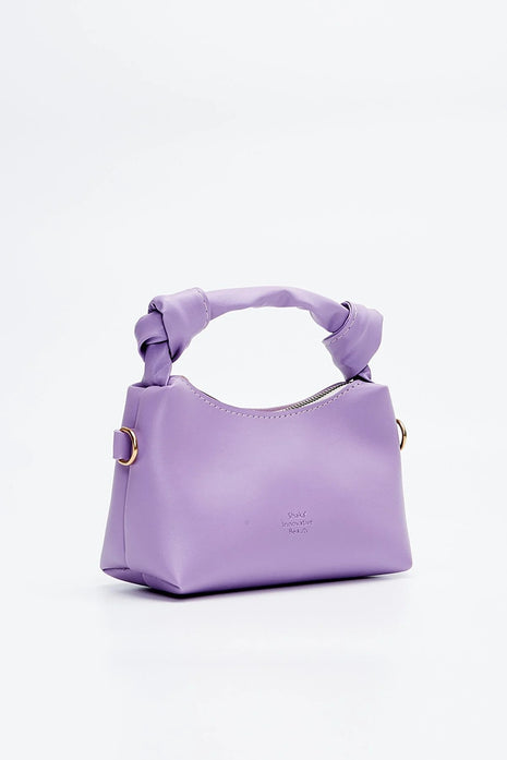 Sac À Main Et Bandoulière En Cuir Original Avec Détail De Nœud En Chaîne - LILAS