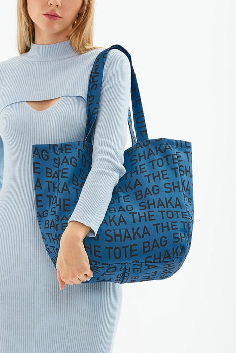 Sac À Bandoulière Et À Manches Quotidiennes En Toile Imprimée - BLEU