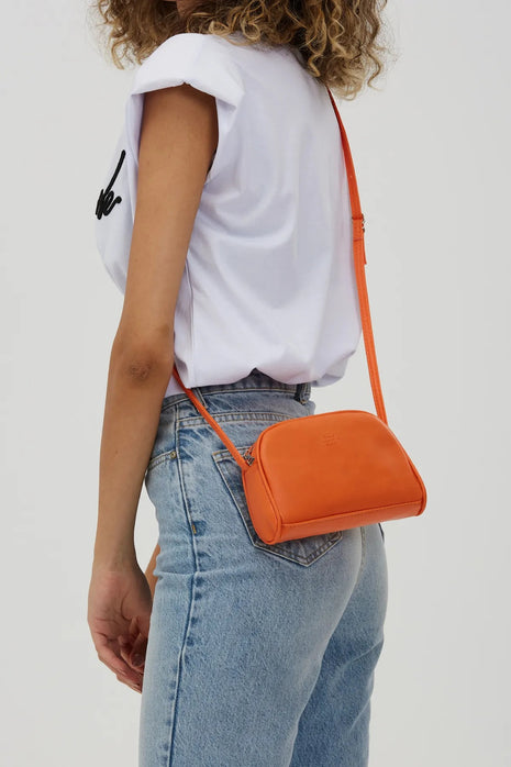 Mini Sac Bandoulière Et Bras En Cuir À Compartiment Unique Avec Bandoulière Croisée - ORANGE