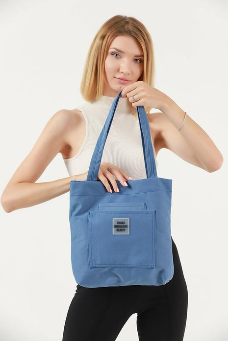 Sac À Bandoulière Et À Manches Quotidiennes En Toile  - BLEU