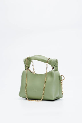 Sac À Main Et Bandoulière En Cuir Original Avec Détail De Nœud En Chaîne - VERT