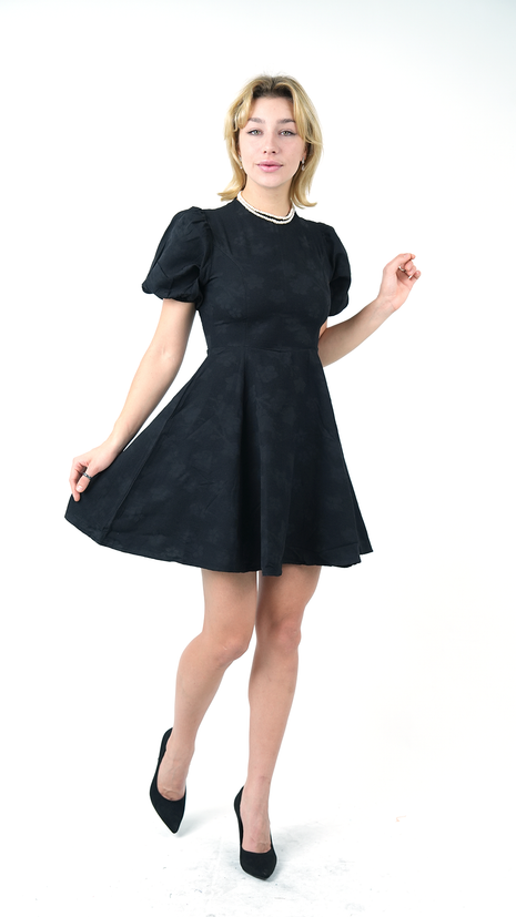 Robe Élégante en Jacquard Noir