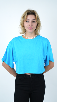 T-shirt Court Oversize Bleu Vibrant