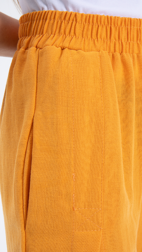 Pantalon Sarouel Aéré à Fentes Latérales - Orange