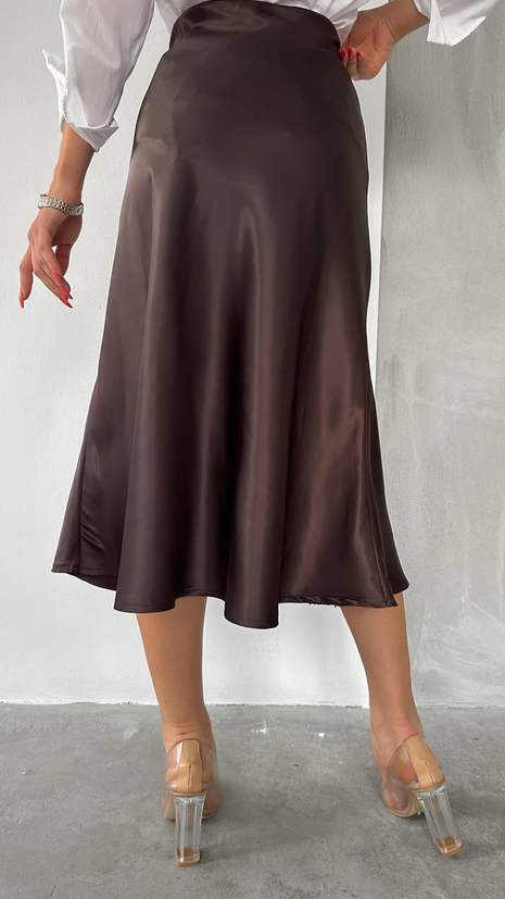 Jupe Midi Marron Fluide