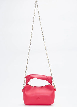 Sac À Main Et Bandoulière En Cuir Original Avec Détail De Nœud En Chaîne - Fuchsia