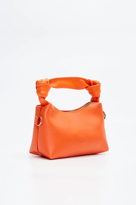 Sac À Main Et Bandoulière En Cuir Original Avec Détail De Nœud En Chaîne - ORANGE