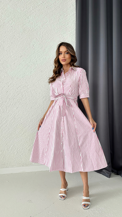 Robe chemise midi rayée