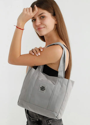 Sac Fourre-Tout En Toile Gris Avec Poche Avant