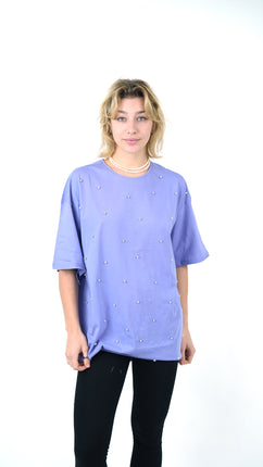 T-Shirt Oversize Pourpre Perlé