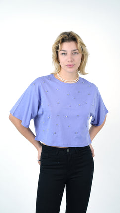 T-shirt Cropped Lavande Perlé