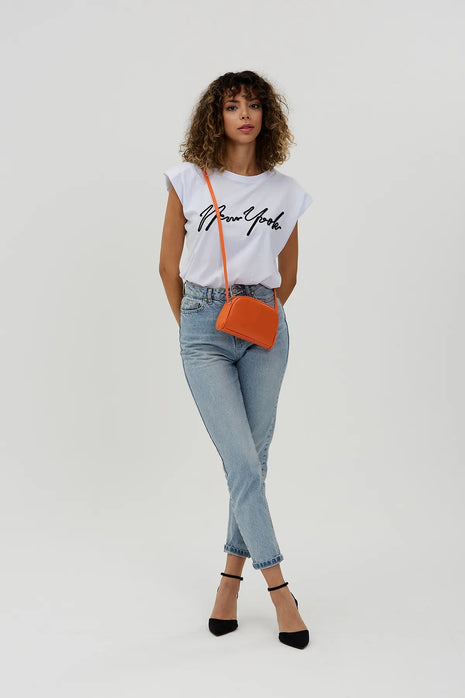 Mini Sac Bandoulière Et Bras En Cuir À Compartiment Unique Avec Bandoulière Croisée - ORANGE