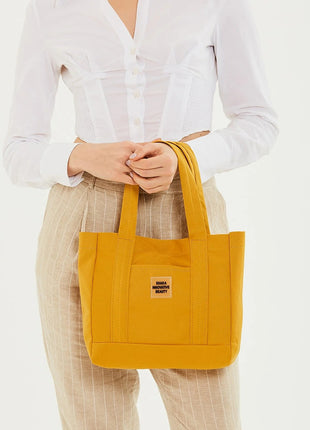 Sac Fourre-Tout En Toile Jaune Avec Poche Avant