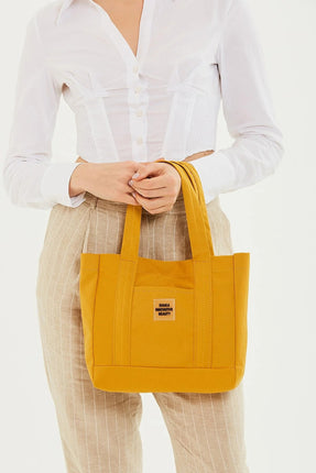 Sac Fourre-Tout En Toile Jaune Avec Poche Avant