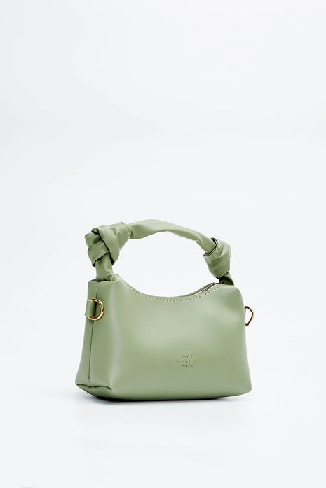 Sac À Main Et Bandoulière En Cuir Original Avec Détail De Nœud En Chaîne - VERT