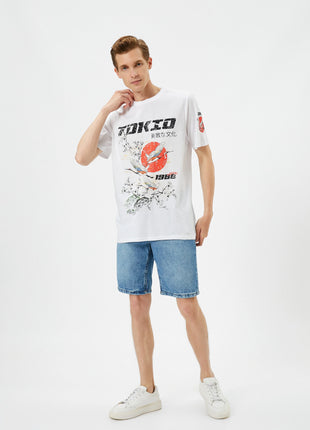 T-Shirt Blanc Imprimé Tokyo pour Homme