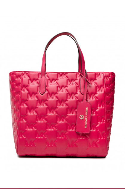 Sac cabas Michael Kors en cuir rose avec logo embossé