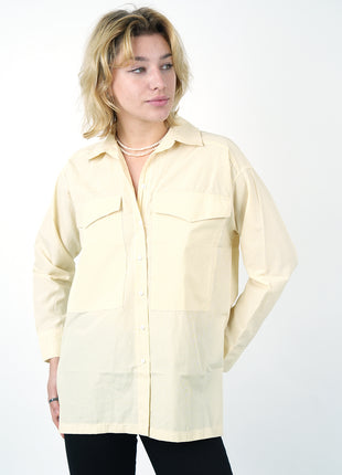 Chemise Texture Contrastée Jaune Pâle