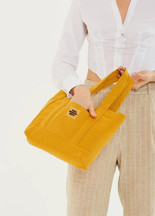 Sac Fourre-Tout En Toile Jaune Avec Poche Avant