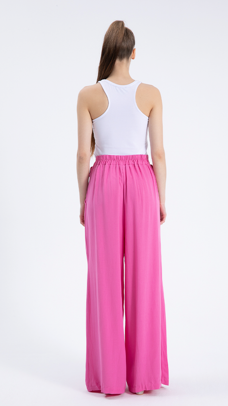 Pantalon Palazzo en Lin - Rose