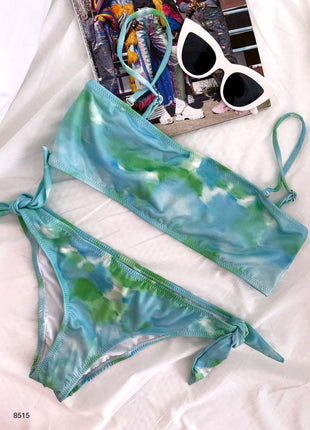 Bikini Bandeau Tie-Dye Céleste