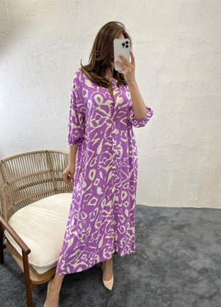 Robe Tunique Violette En Motif Ikat