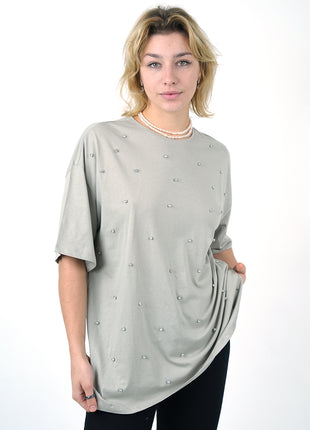 T-Shirt Oversize Gris Perlé