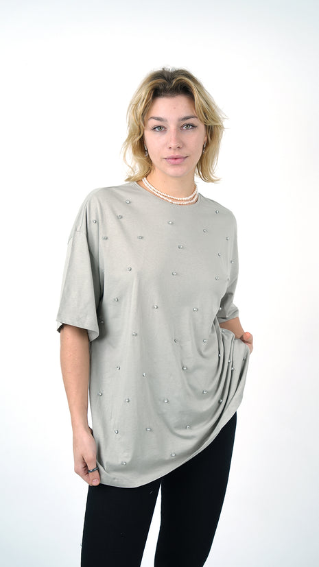 T-Shirt Oversize Gris Perlé