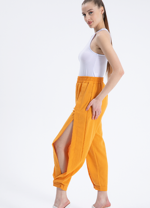 Pantalon Sarouel Aéré à Fentes Latérales - Orange